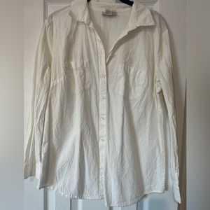 Loft Textured White Button Up Button Down